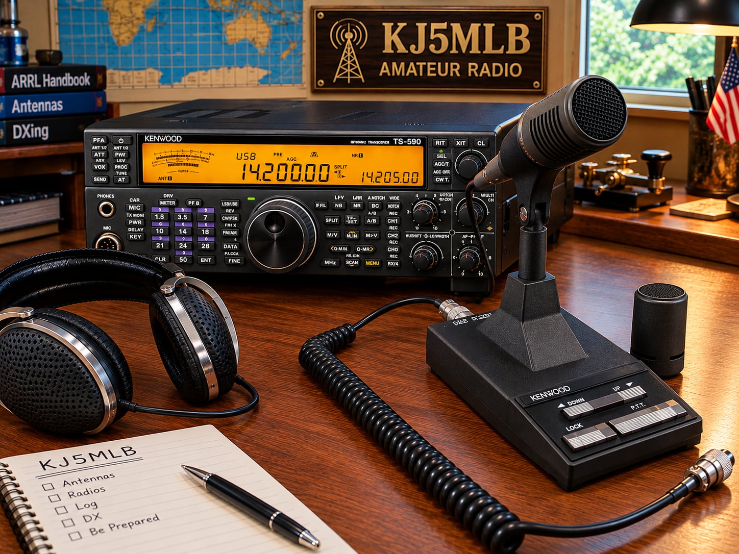 Kenwood TS-590SG Transceiver with MC-90 Desk Microphone and HS-5 Headphones